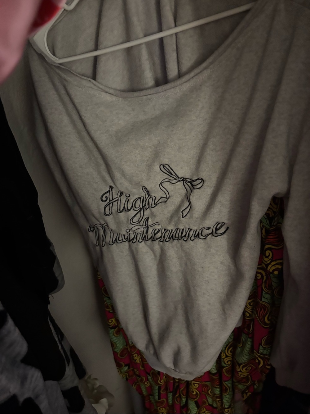 Gray "High Maintenance" Embroidered Women’s Top